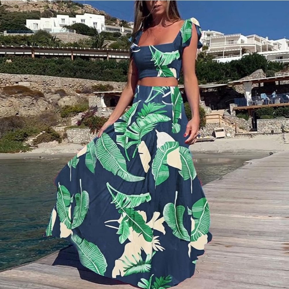 Tropical 2 piece outfit, maxi skirt and top